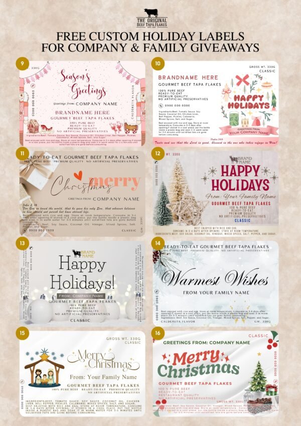 Free Custom Holiday Label Package 12 bottles | Favorites (330G) - Image 3